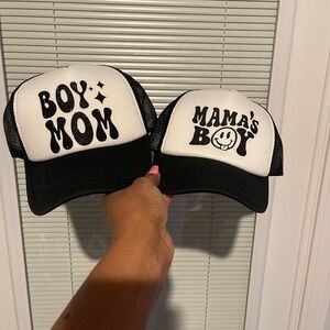 Black and White Trucker Mom & Son Hat Set